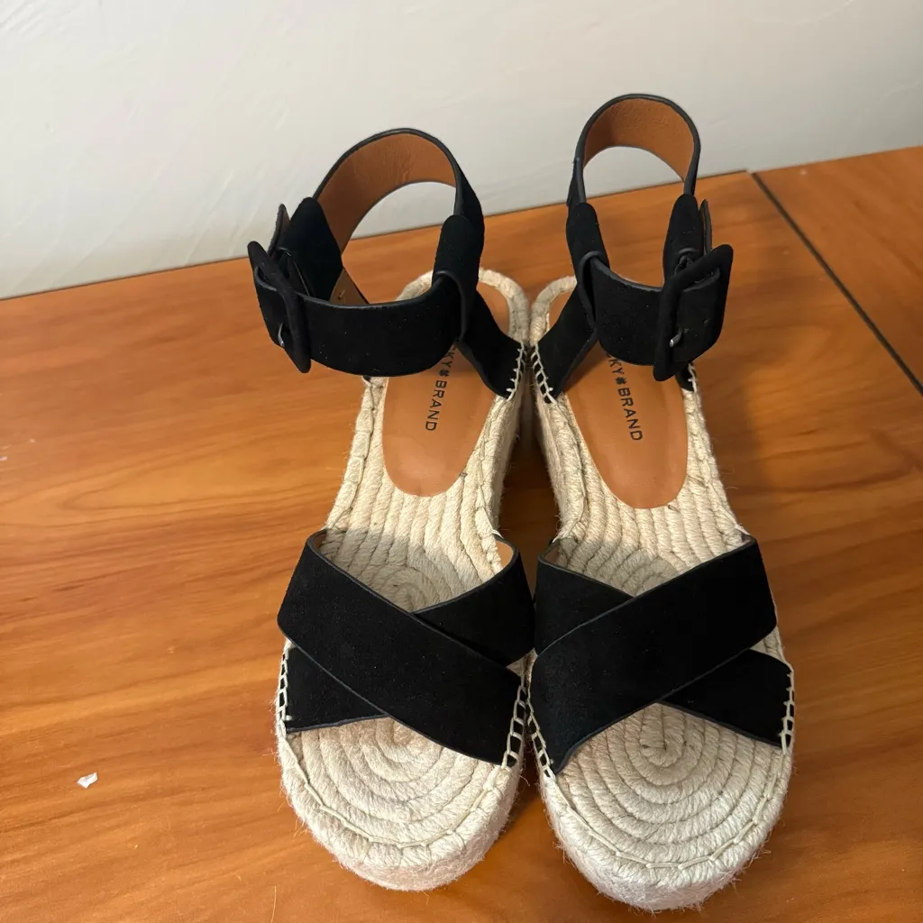 NWOT Lucky Brand‎ Audrinah Suede Espadrille Wedge Platform Sandal Strappy Ankle - Image 3