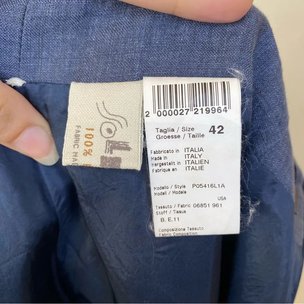 PESERICO Sign Linen Mini/Knee Length Skirt Blue Sz 42 US 6 Medium - Image 9