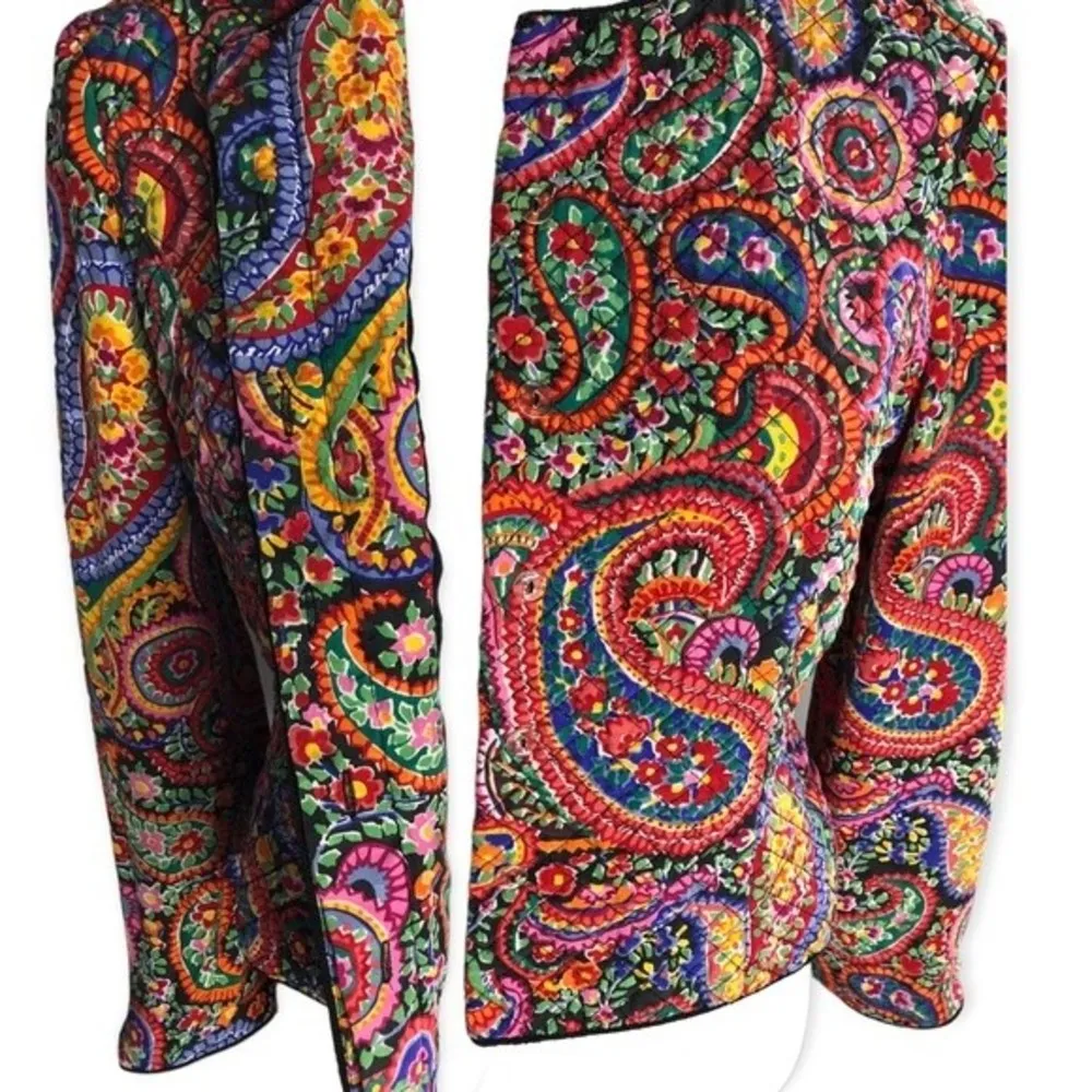 Maggy London Petites Vintage Silk Paisley Print Colorful Buttoned Jacket - Image 5