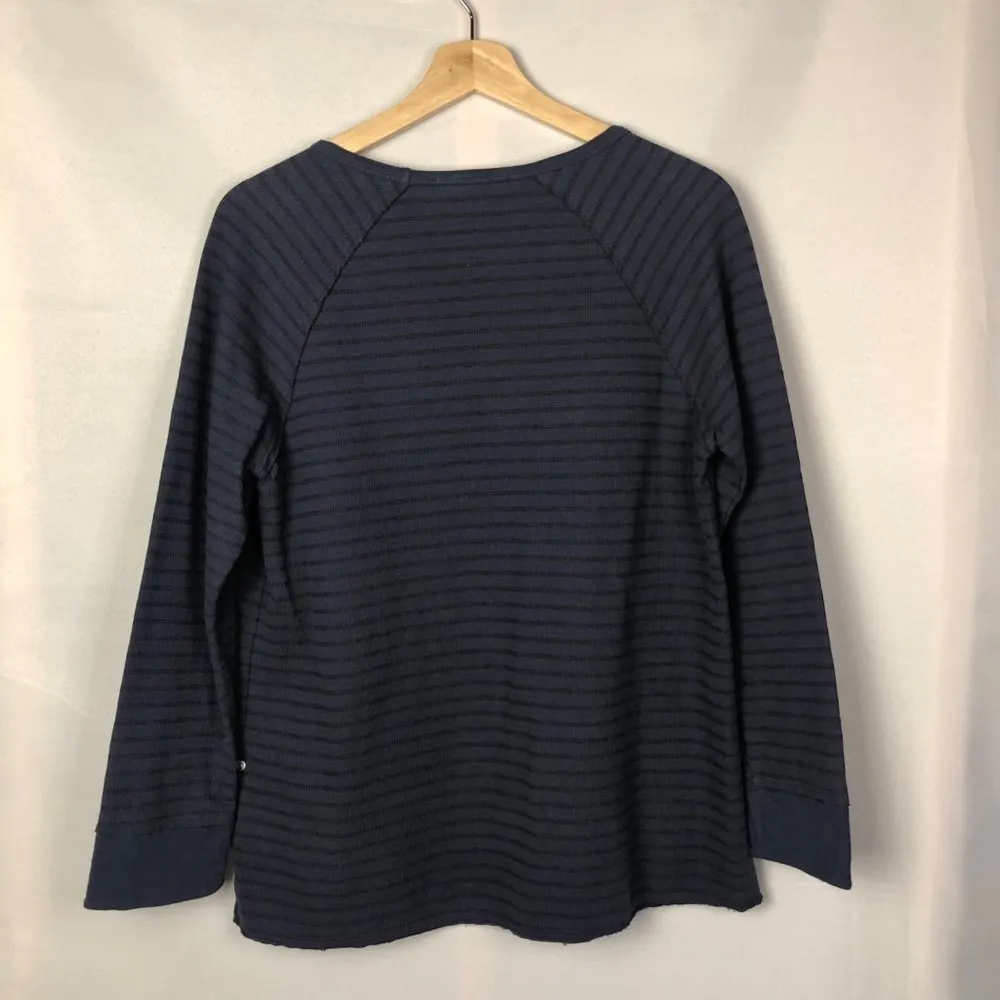 Neon Buddha Navy Blue Striped Long Sleeve Button Detail S - Image 2