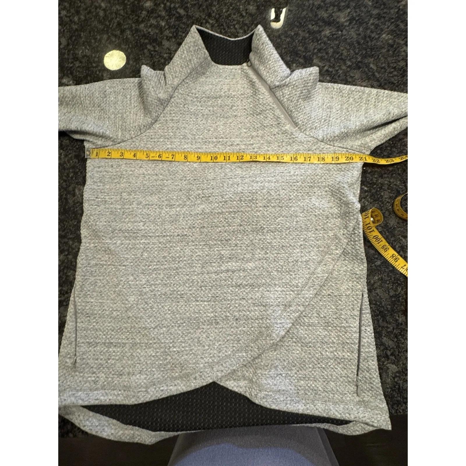 IBKUL Solid Popcorn Stitch Asymmetrical Zip Pullover Size Large Oxford Gray - Image 11