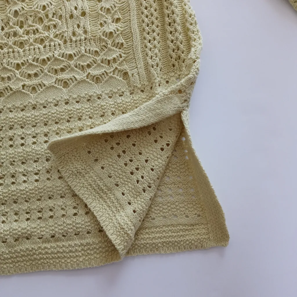 Andrea Jovine Pointelle Open Knit Basketweave Sweater - Soft Sage - NWT - Large - Image 4