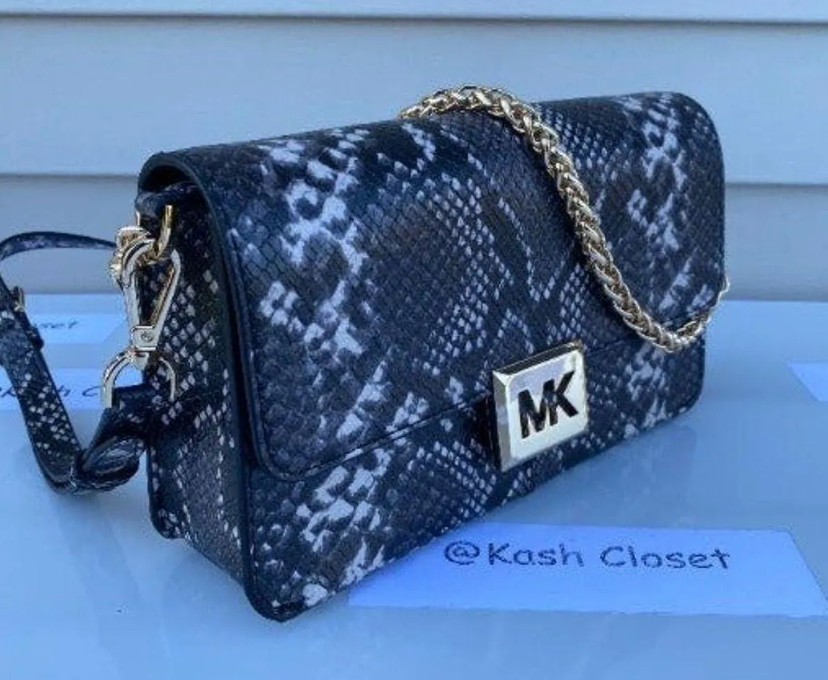 Black Sonia Medium Snake Print Shoulder Bag - Image 2