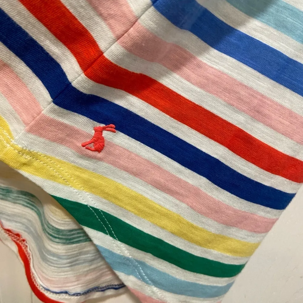 NWT Joules Colorful Rainbow Stripe Cotton Scoop Neck Bunny Tank Top Size 6 White - Image 6