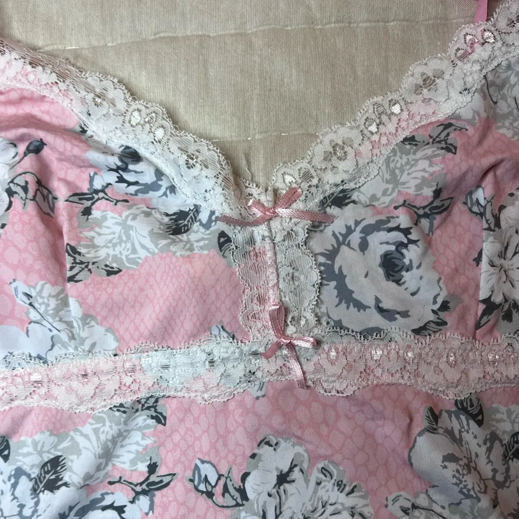 Jessica Simpson Floral Pink Lace Trim Sleepwear Set in Size Large - Image 5