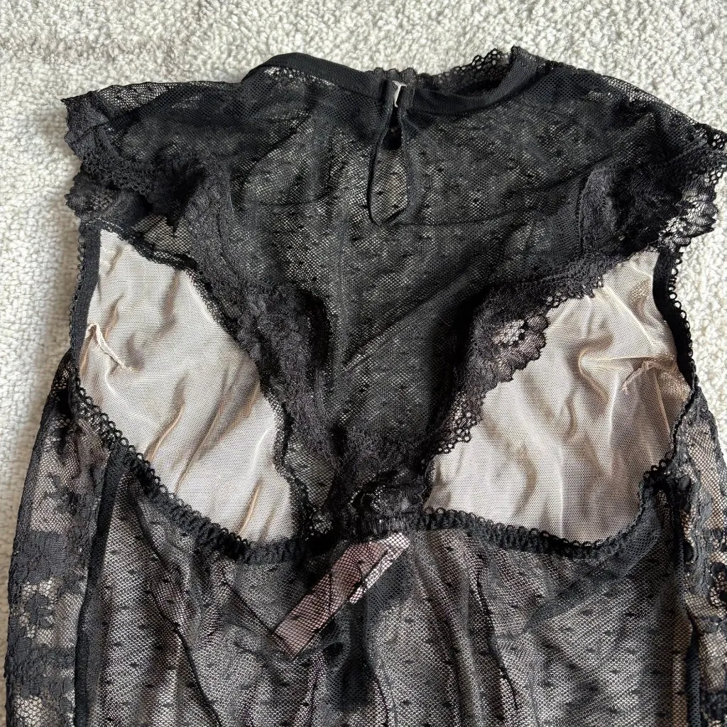 NWT Victoria’s Secret Black Lace & Dot Bodysuit Sexy Chic Date Night Magic sz L - Image 3