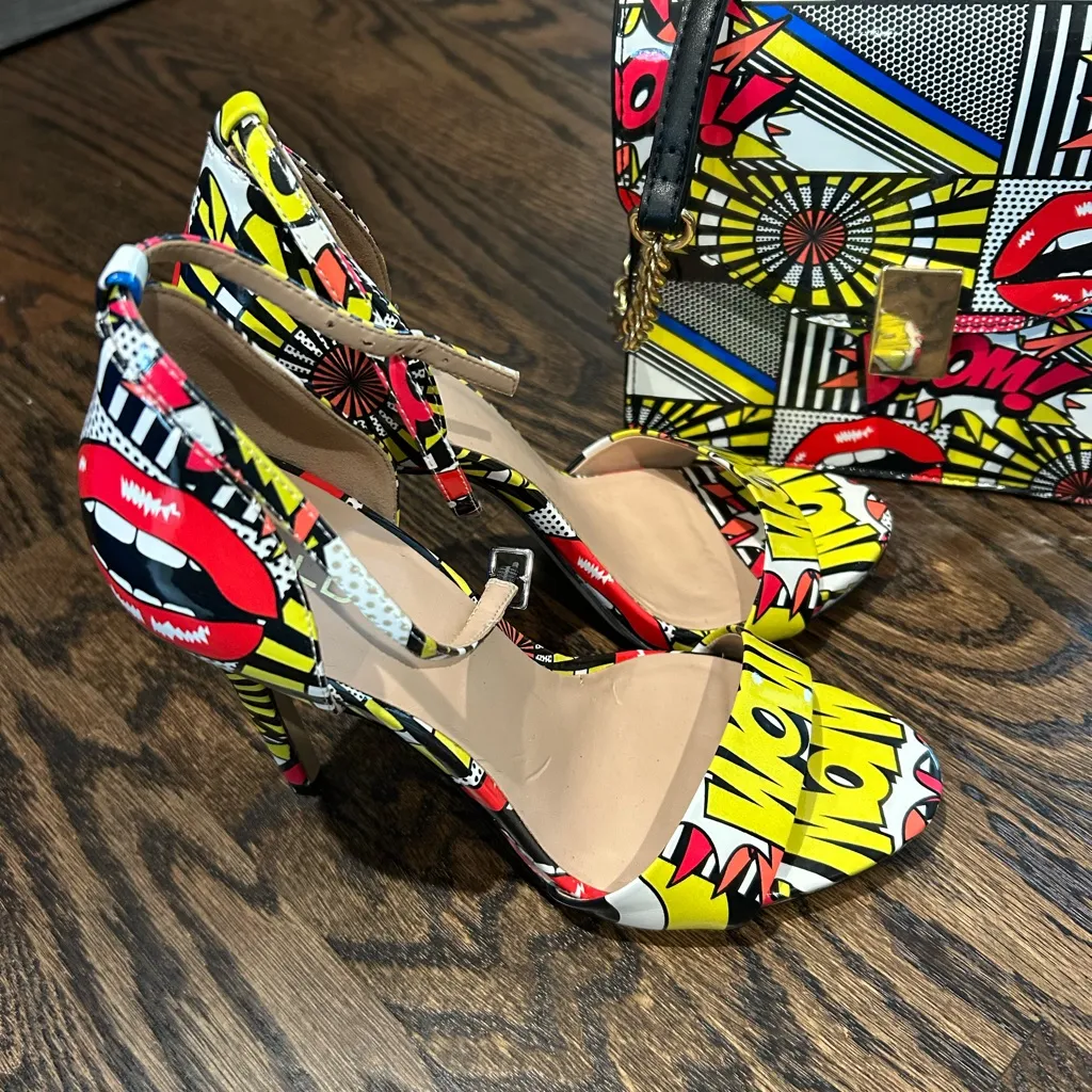 Aldo Comic Book Heels and Purse Set Womens Size 7 - Image 2