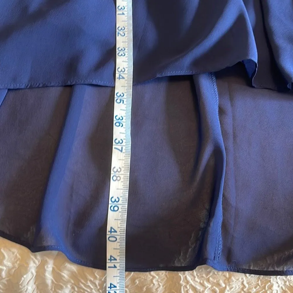 By & By Womens Lace Dress Lined Hi Low Fit Flare Sleeveless Cream Navy Blue 3 - Image 10