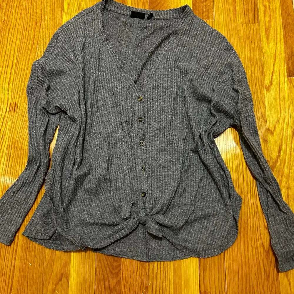 Urban Outfitters Out from Under Jojo Oversized Gray Button Up Thermal - Image 3