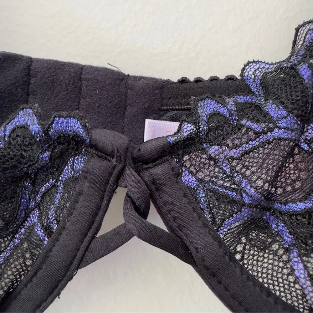 Savage X Fenty Lace Underwire Bra Bralette Adjustable Spaghetti Straps Sparkly - Image 4