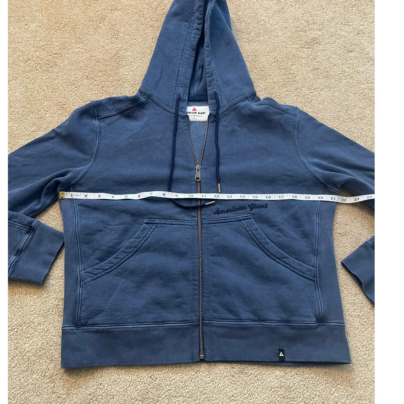 American Giant Women's Vintage Wash Relaxed Classic Full Zip 2.0 Blue - Image 9