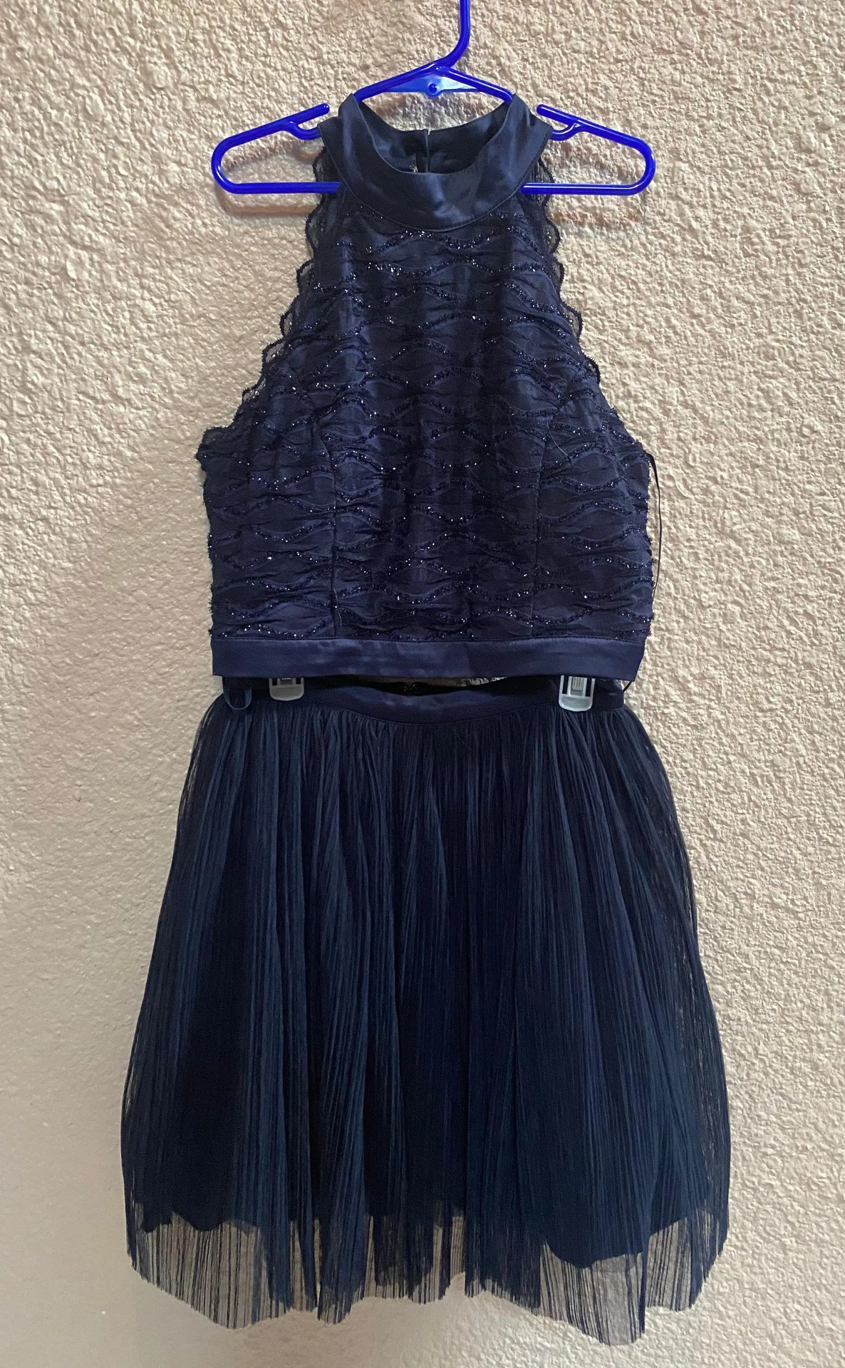  Navy Blue Two Piece Short Dress - Image 2