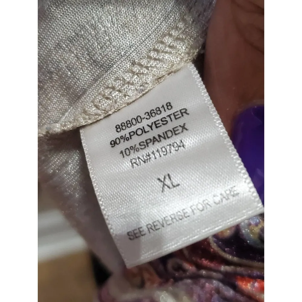 Live and Let Live Women Multicolor Polyester V-Neck Long Sleeve Top Blouse XL - Image 9