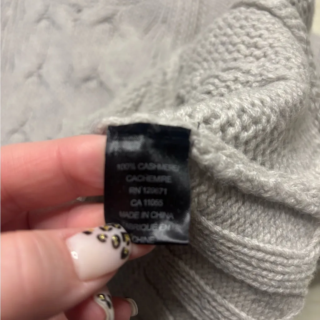 360 Cashmere Poncho Sweater Grey Cable Knit Size XS Slouchy Batwing Sleeves - Image 6