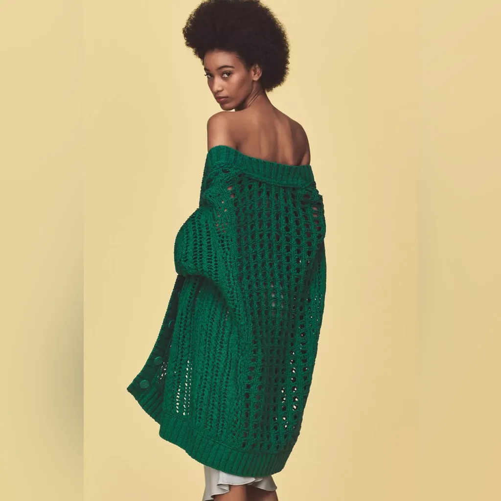 Maeve Anthropologie Oversized Open-Stitch Long Sleeve Cardigan Sweater Small - Image 3