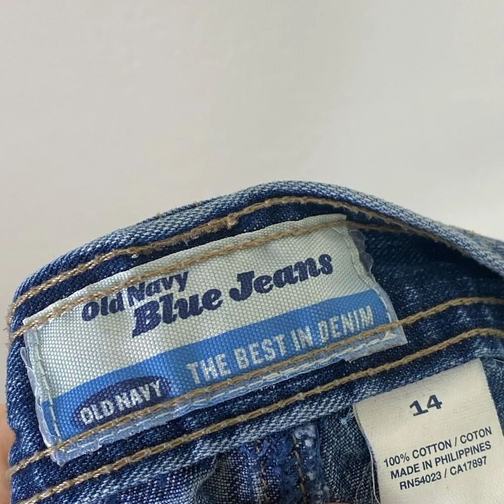 Vintage y2k Old Navy Blue Jeans Flap Pocket Denim Shorts Size 14 - Image 3