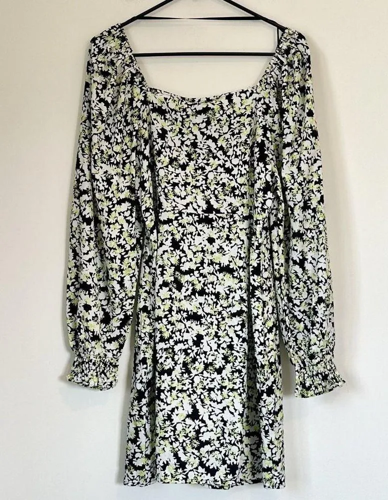 NWT Vero Moda Chaddie Ditsy Floral Boho Long Sleeve Ruched Mini Dress - XL - Image 9