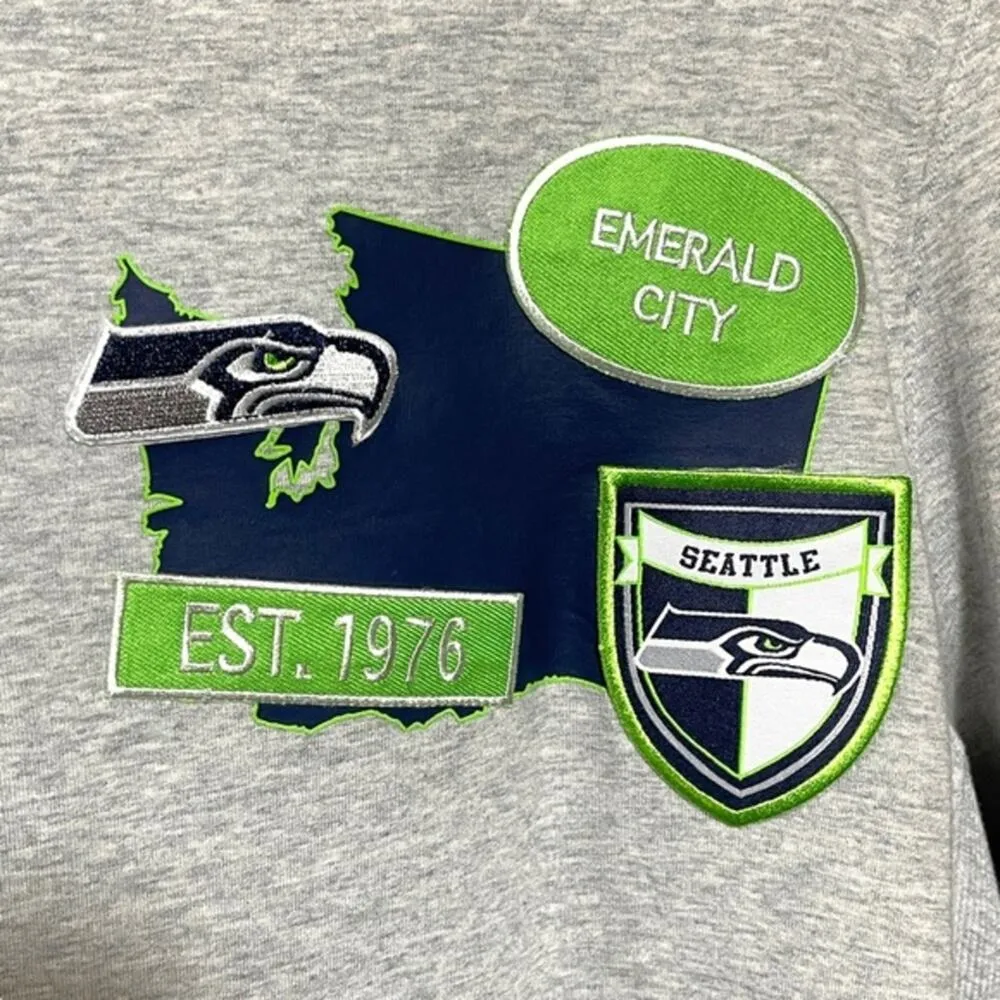 WEAR Erin Andrews Seattle Seahawks NFL Football Cropped Sweatshirt Gray Large - Image 3