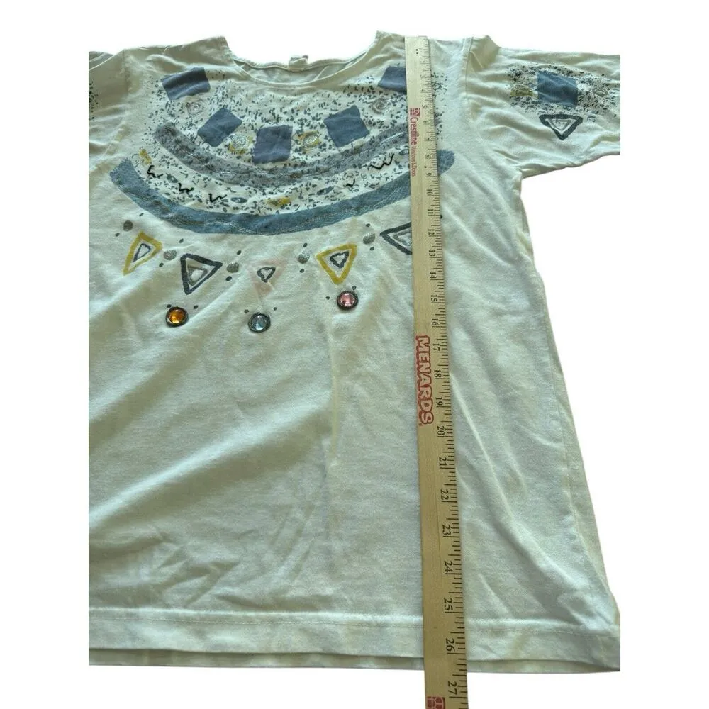 Glitter Jeweled Design Rhinestone Small VTG Abstract Women’s T - Image 4