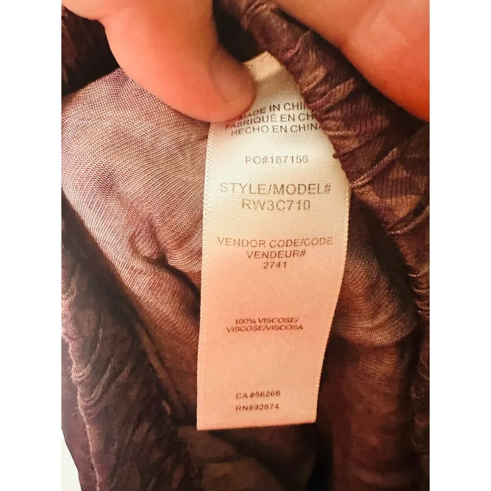 SPLENDID Purple Maroon Abstract Satin Lumi Wide Leg Pants Size Extra Small - Image 13