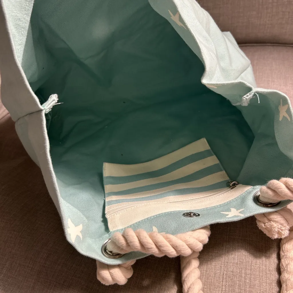 Teal beach bag Blue - Image 4