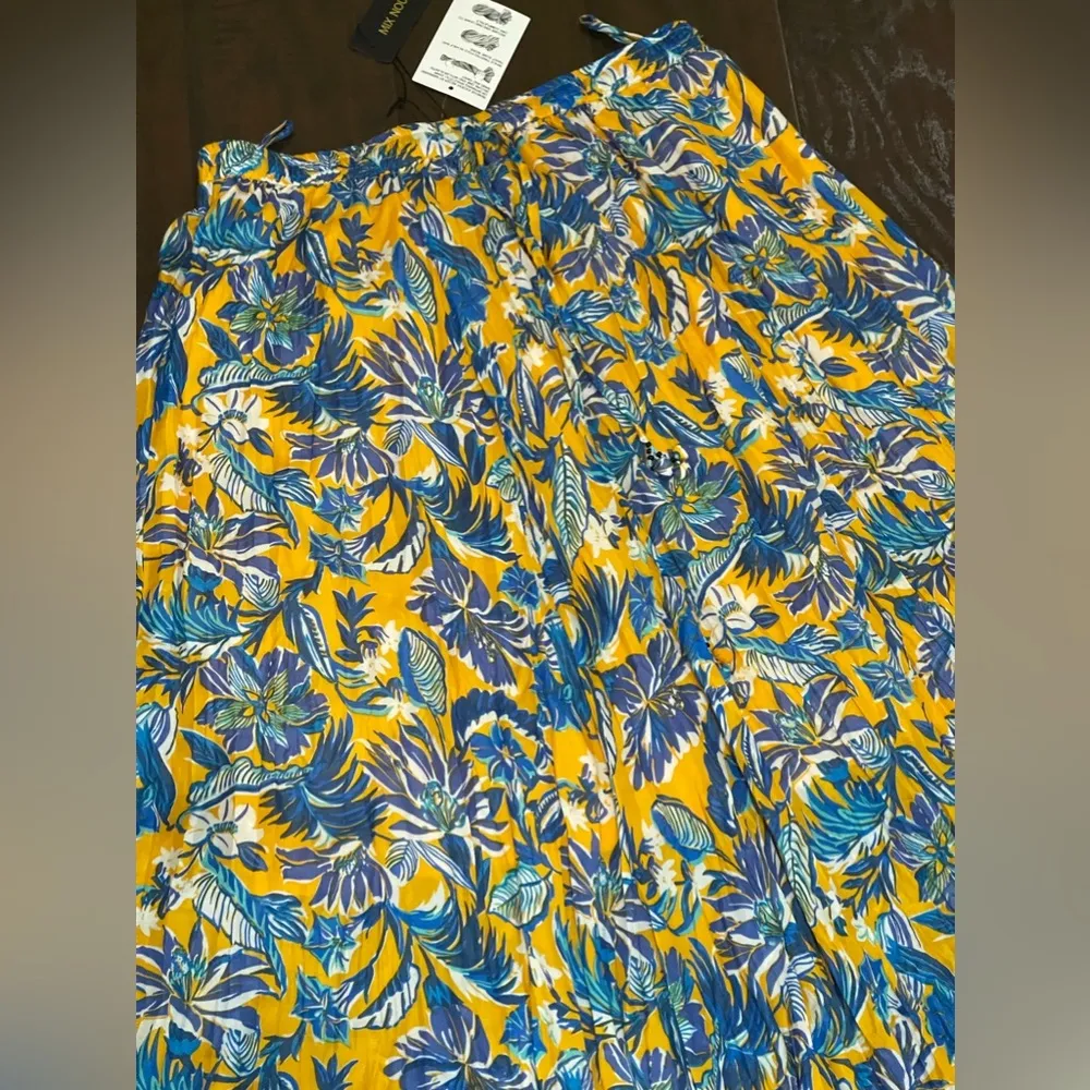 Mix Nouveau Women's Floral Multicolored Maxi Skirt Bohemian Elastic Waist Sz L Blue Size L - Image 2