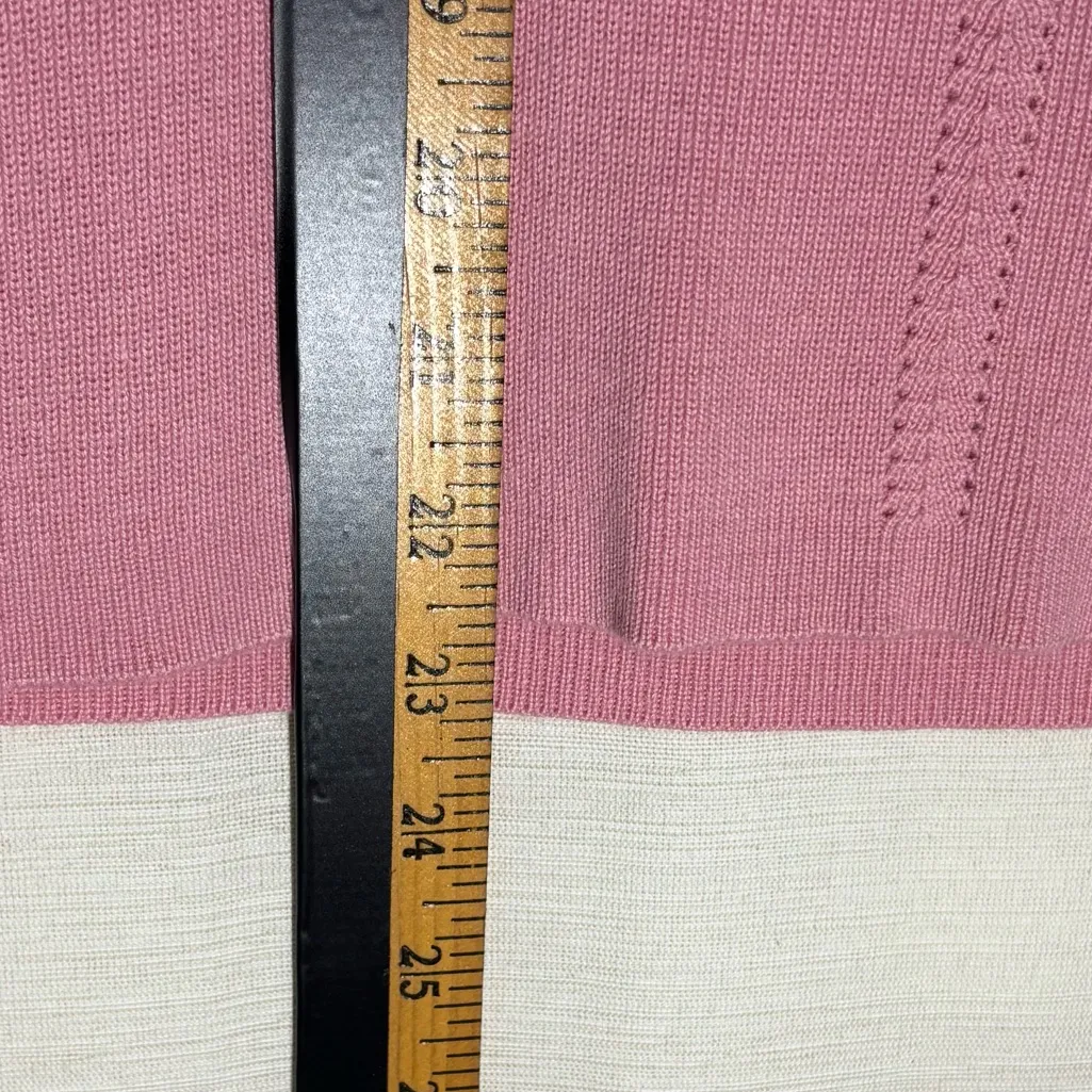 Dressbarn Lightweight Square Neck 3/4 Sleeve Casual Soft Pink Sweater,L, Office - Image 5