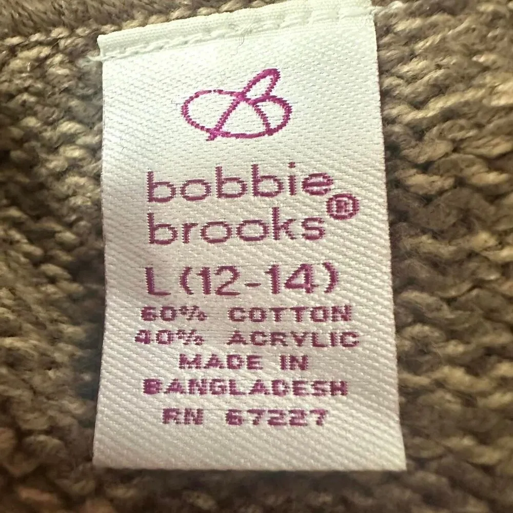 BOBBIE BROOKS Brown Short Sleeve Mock Neck Cardigan Sweater Womens L Boho Cabin Size L - Image 5