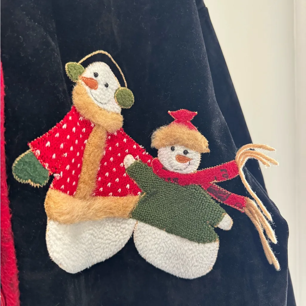 Vintage Christmas Cardigan with Snowman embroidery. One size. Black Size undefined - Image 4