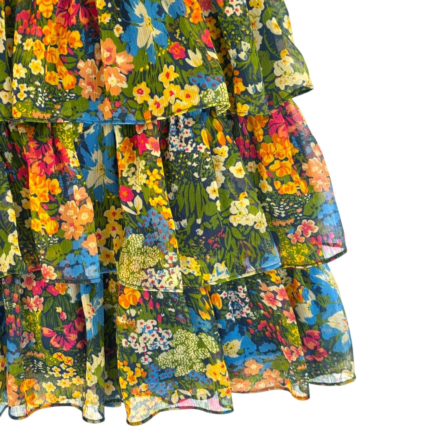 Abercrombie Fitch Floral Strapless Ruffle Mini Dress L Boho Cottagecore Coquette - Image 4