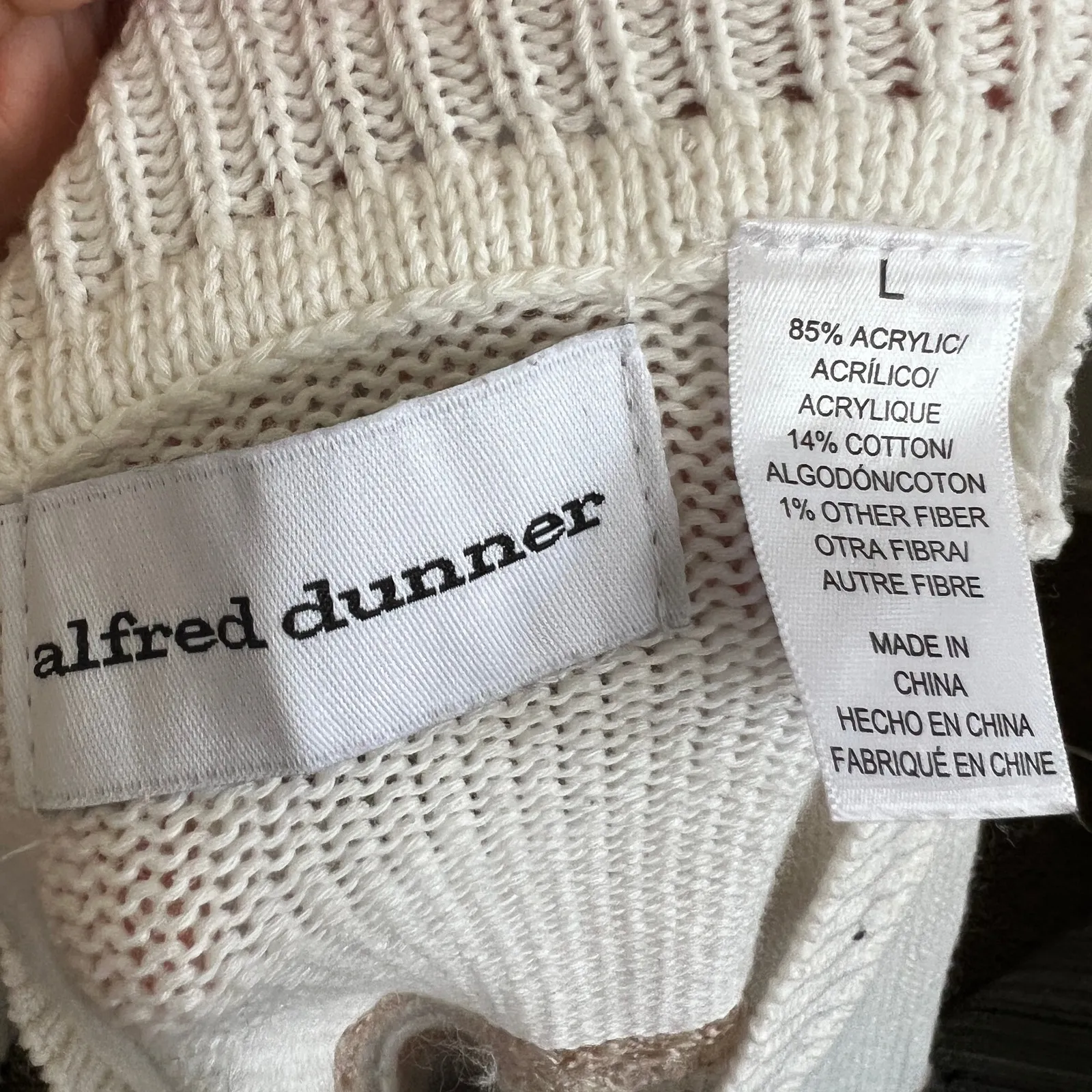 Alfred Dunner Striped Fringe Sweater Cozy Knit Classic Cottagecore Boho Large - Image 8