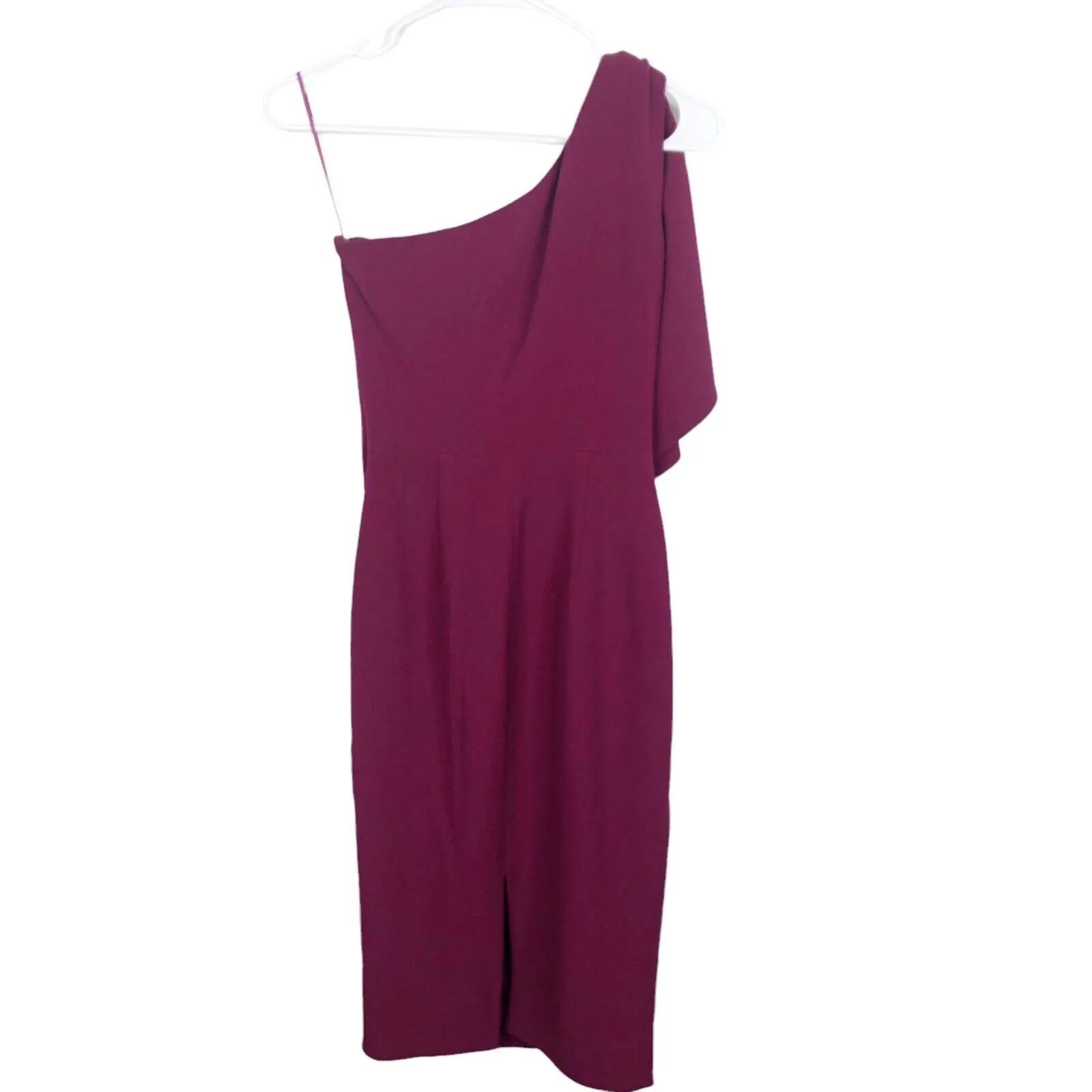NEW Dress the Population Size XS Tiffany One-Shoulder Midi Dress Dark Magenta - Image 4