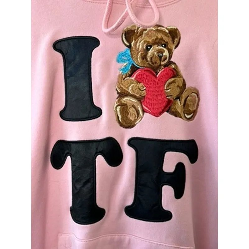 Teddy Fresh Pink I Hearty TF Hoodie Hooded Sweatshirt Size XL New - Image 2
