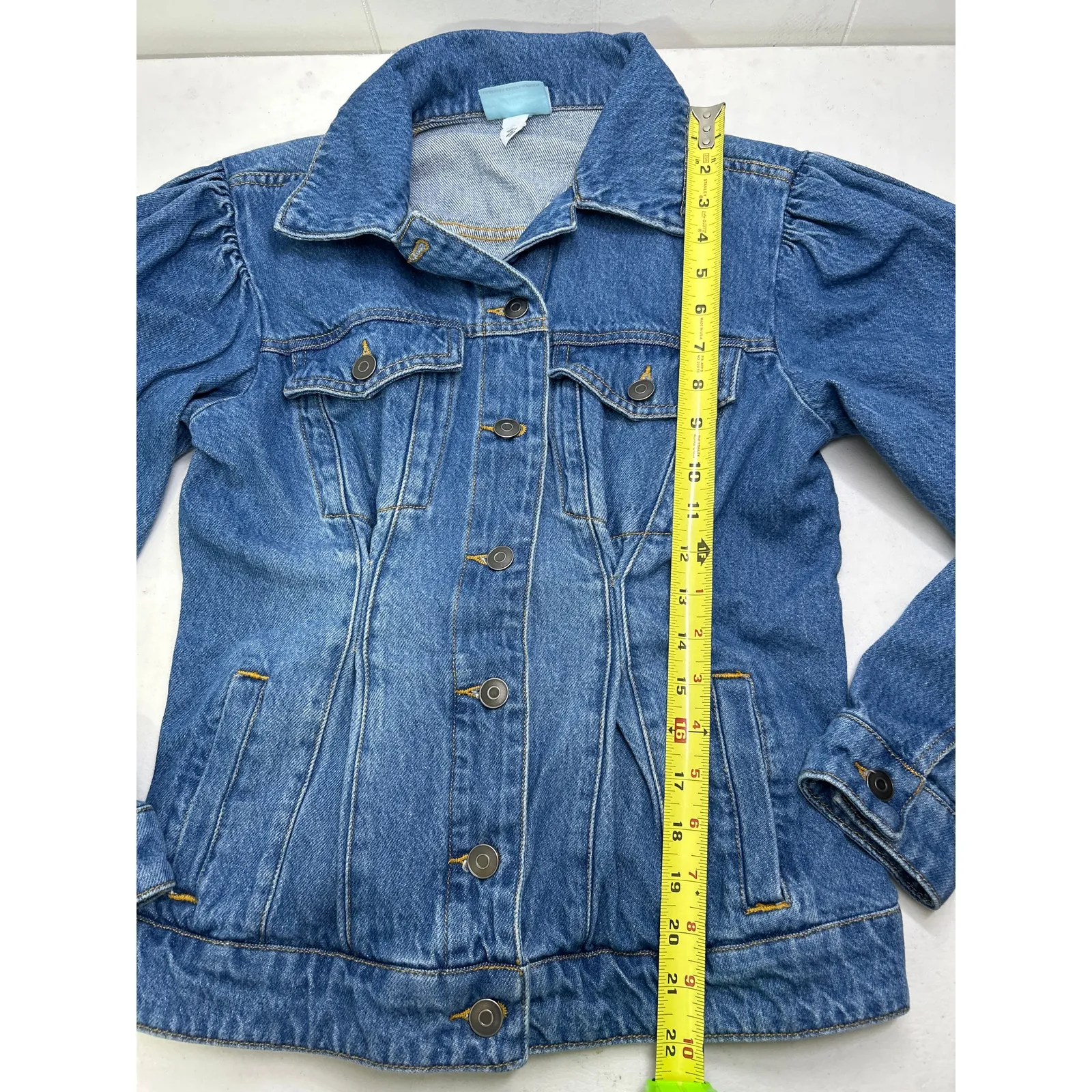 Future Collective Women's XS Denim Jacket (Gabriella Karefa) Cinched Button Blue - Image 5