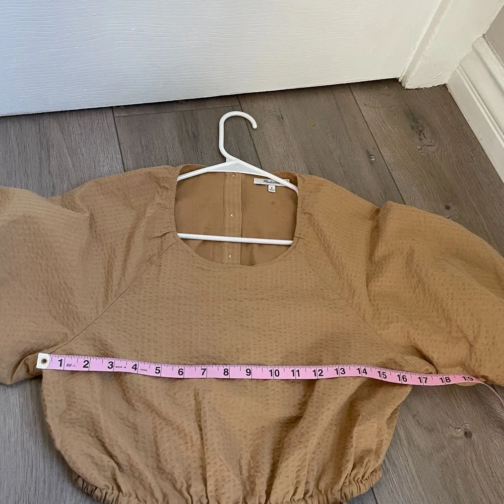 Madewell Seersucker Puff-Sleeve Cutout Mini Dress - Image 15