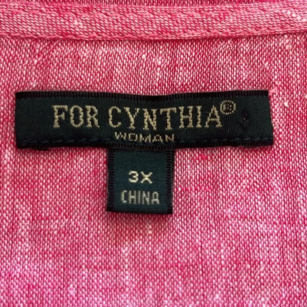 For Cynthia Womens Linen Blend Lagen Tunic Top Size 3X Pink Asymmetrical Beach - Image 5