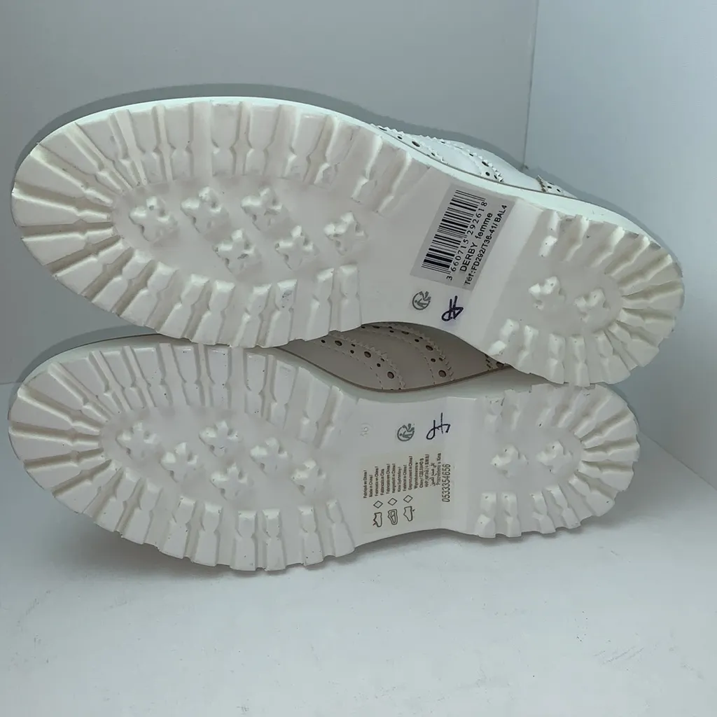 Catisa Vintage Cream and light brogues with silver and pink rhinestones Size 7.5 White - Image 10