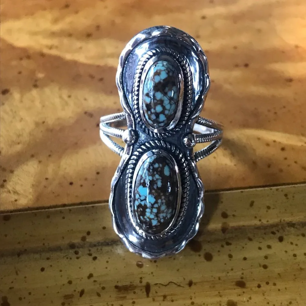 Royston Blue Horizon Turquoise Sterling Silver Horseshoe Ring Size 7 - Image 9