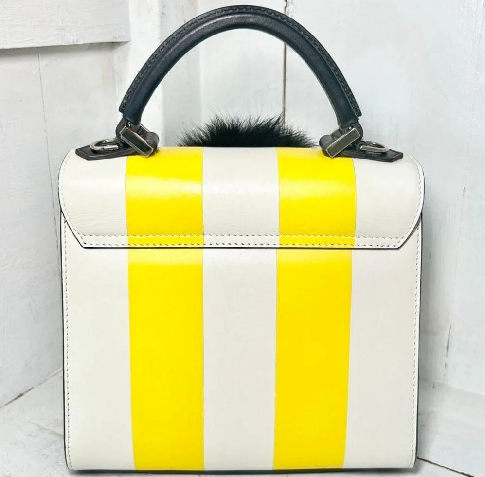 Les Petits Joueurs Mini Alex Bunny Leather Top Handle Bag balck / White / Yellow Black - Image 5