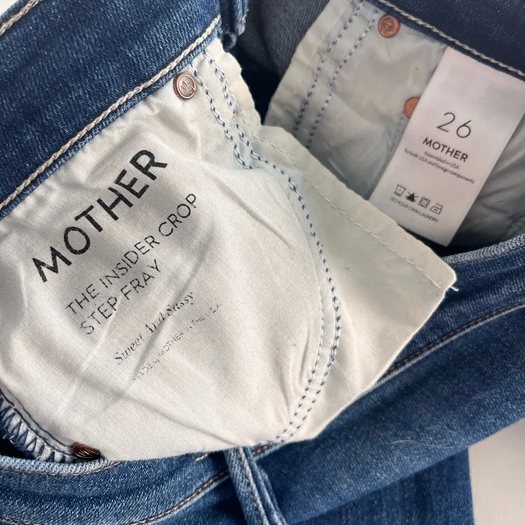 Mother Denim Insider Crop Step Fray In Sweet & Sassy Blue Size 26 - Image 10