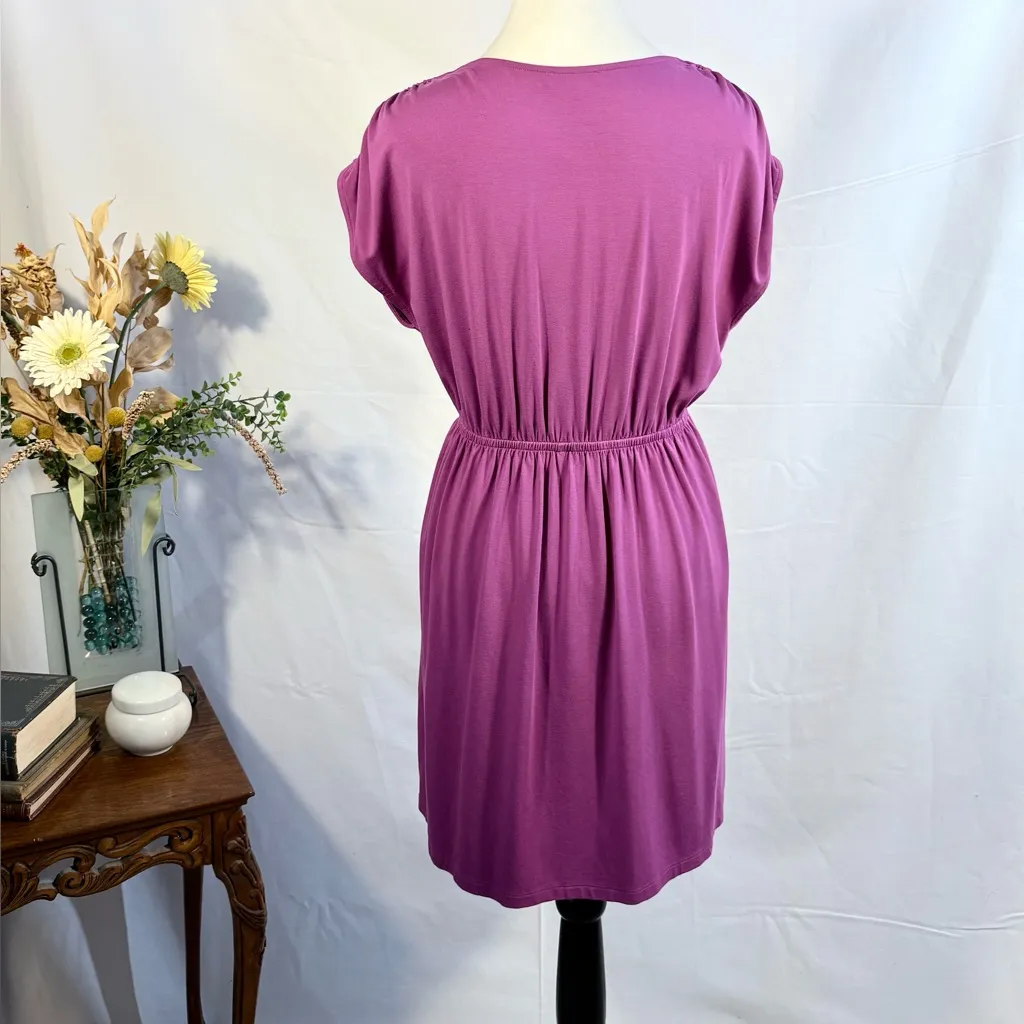 Lilla P Draped Surplice Elastic Waist Dress Berry Magenta – Size Large💛 Purple - Image 5