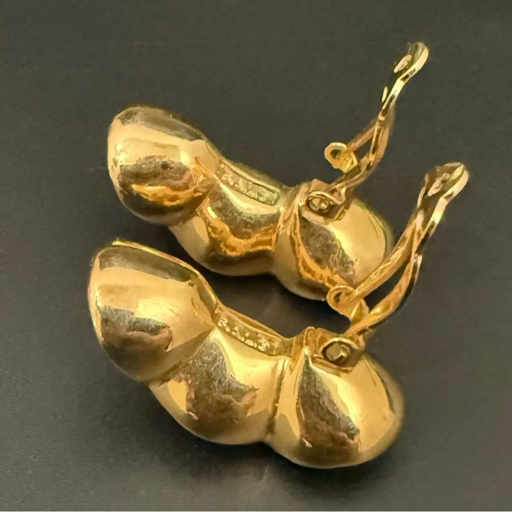 Vintage SAL Swarovski Cobalt Blue Bezel Crystal GoldTone Huggie Clip On Earrings - Image 13