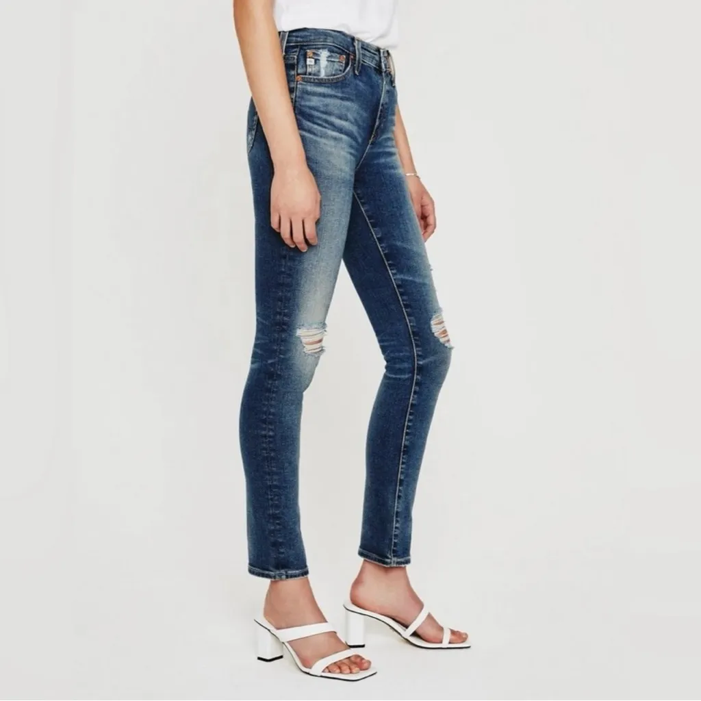 Ag AG-ED Mari Crop High Rise Straight Distressed Jeans Size 28 - Image 3