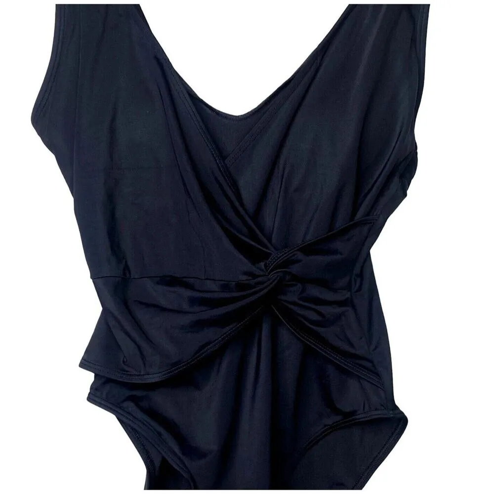 NWT Andie The Capri One Piece Swimsuit Deep V Neck Removable Pads S Black #2985 - Image 6