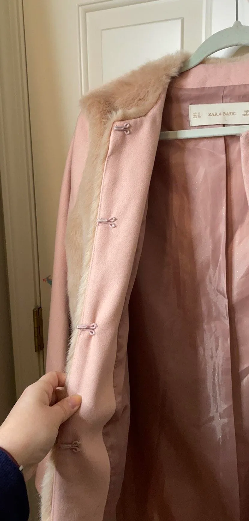 Pink Wool Fur Peacoat small - Image 8