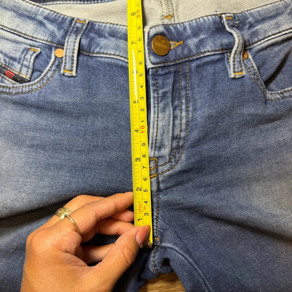 Diesel Distressed Ripped Blue Skinny Jeans - Blue Denim Sweatpants Stretchy 27 - Image 8