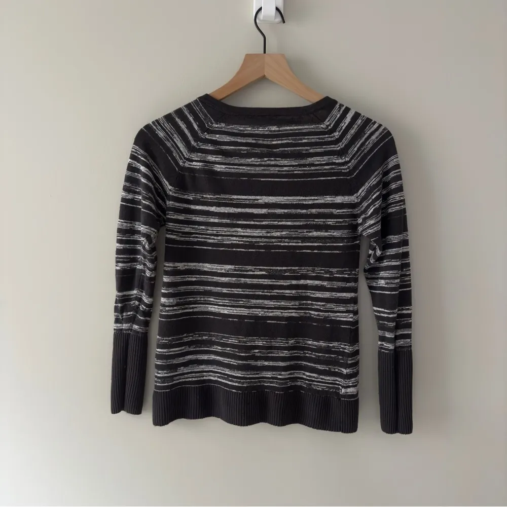 Revolve Chaser 100% Linen Lace Up Black and White Striped Sweater long sleeve XS - Image 2