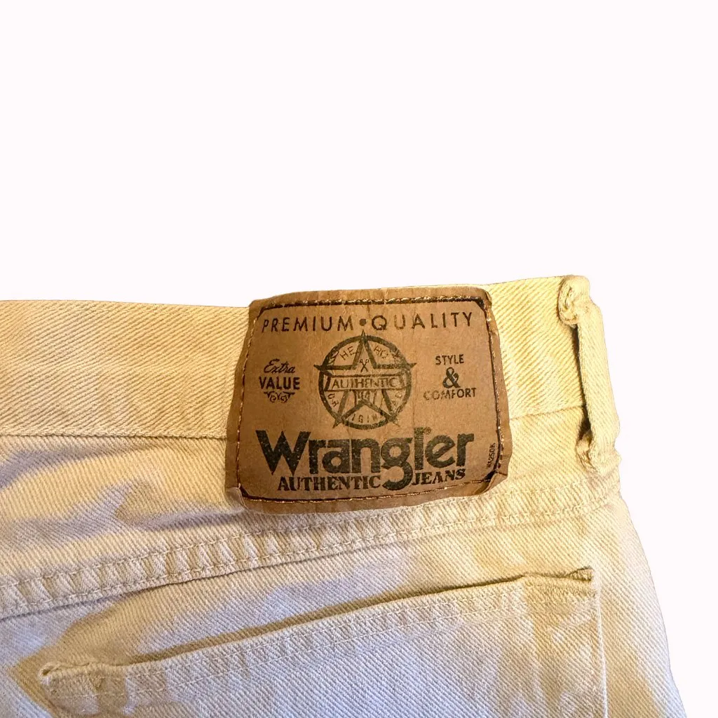 Vintage Wrangler High Rise Khaki Denim Shorts Women's Size 32 90s Neutral Tan - Image 4