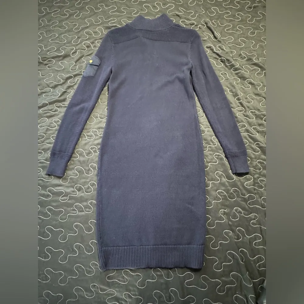 Ralph Lauren Equestrian Navy Blue Knit Clasp Long Sleeve Midi Sweater Dress - Image 7