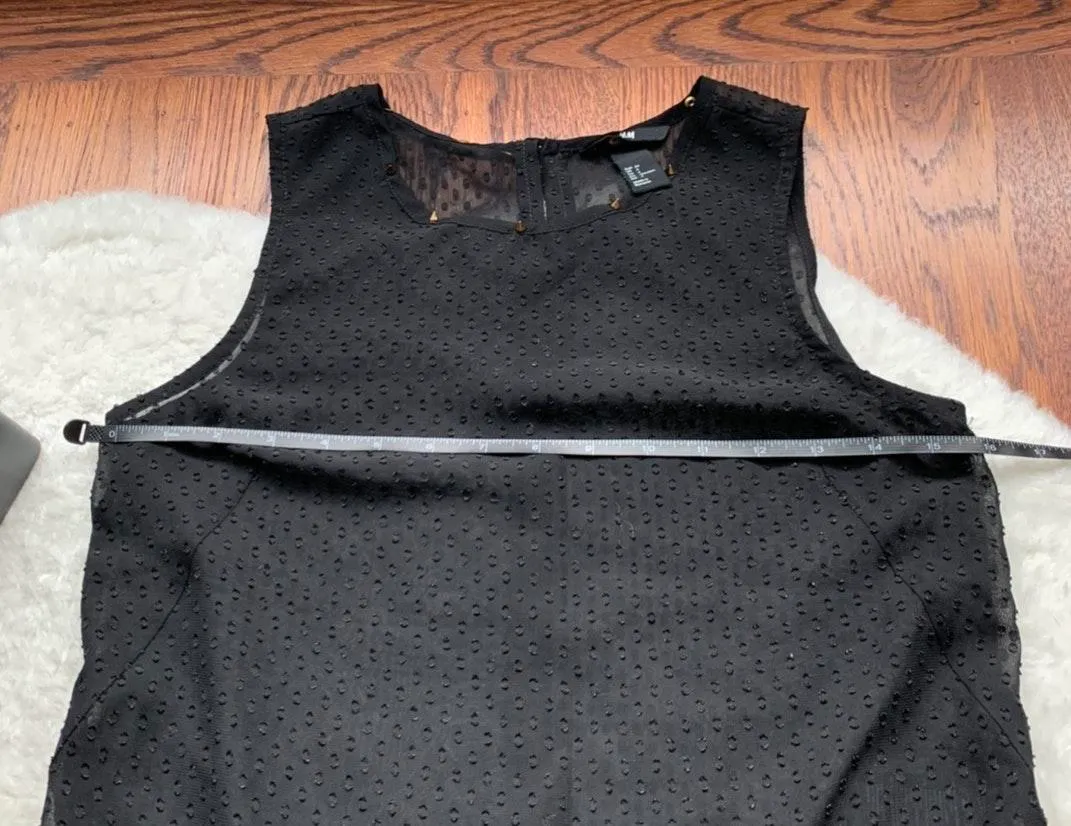 Black Chiffon Stud Lined Sheer Peplum Top - Image 7